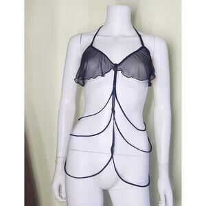 Oh La La Cheri Paris Baby Doll One Size Black Lace Teddy Mesh Sexy Lingerie
